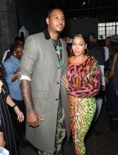 NEW YORK, NY - SEPTEMBER 13: Carmelo Anthony (L) and La La Anthony (R) are seen on September 13, 2018 in New York City.