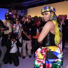 MILAN, ITALY - SEPTEMBER 21: Nicki Minaj arrives at the Versace show during Milan Fashion Week Spring/Summer 2019 on September 21, 2018 in Milan, Italy.