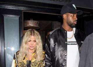 New Mom, Khloe Kardashian dressed from Head to Toe in 'Versace' as she left dinner with boyfriend Tristan Thompson at 'Craigs' Restaurant in West Hollywood, CA
