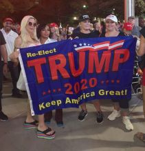 former Big Brother star Frenchy Morgan is seen attending a Re-Elect Trump campaign at Las Vegas convention centre in support of Donald Trump