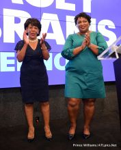 Keri Hilson Monica Brown Kandi Burruss Tucker Keshia Knight Pulliam Mali Hunter Rep. Maxine Waters actress Erika Alexander support Stacey Abrams for Georgia Governor
