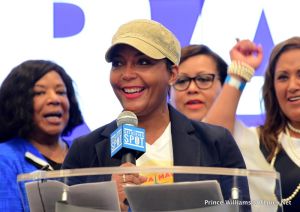 Keri Hilson Monica Brown Kandi Burruss Tucker Keshia Knight Pulliam Mali Hunter Rep. Maxine Waters actress Erika Alexander support Stacey Abrams for Georgia Governor
