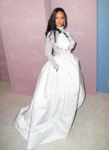 Rihanna Wears White Lace Gown by Alexis Mabille to the 2018 Diamond Ball