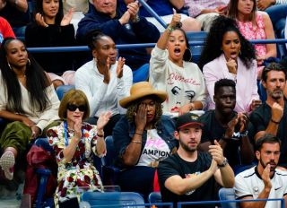 Venus Williams, Lala Anthony, Kelly Rowland, Anna Wintour, Oracene Price cheer on Serena Williams at the 2018 US Open Women's Finals in New York, NY.