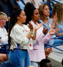 Venus Williams, Lala Anthony, Kelly Rowland, Anna Wintour, Oracene Price cheer on Serena Williams at the 2018 US Open Women's Finals in New York, NY.