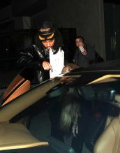 Kourtney Kardashian and rumored boyfriend Luka Sabbat grab a bite with friends at Crossroads vegan restaurant.