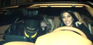 Kourtney Kardashian and rumored boyfriend Luka Sabbat grab a bite with friends at Crossroads vegan restaurant.