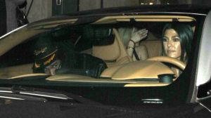 Kourtney Kardashian and rumored boyfriend Luka Sabbat grab a bite with friends at Crossroads vegan restaurant.