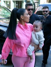 Kim Kardashian goes out in Soho with her daughter's, Chicago and North West, and her son Saint West in New York City, NY.
