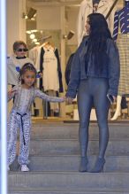 Kim Kardashian and Kourtney Kardashian shops at Jeffreys with kids North West and Reign Disick in New YorK City