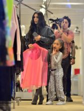 Kim Kardashian and Kourtney Kardashian go shopping at Jeffries with North West while they film scenes for 'Keeping Up With The Kardashians' in New York, NY.