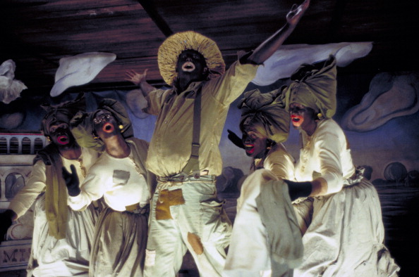 A group of soldiers in a prisoner-of-war camp perform a play in 'blackface' in a deleted scene from the film 'Hart's War', 2002.