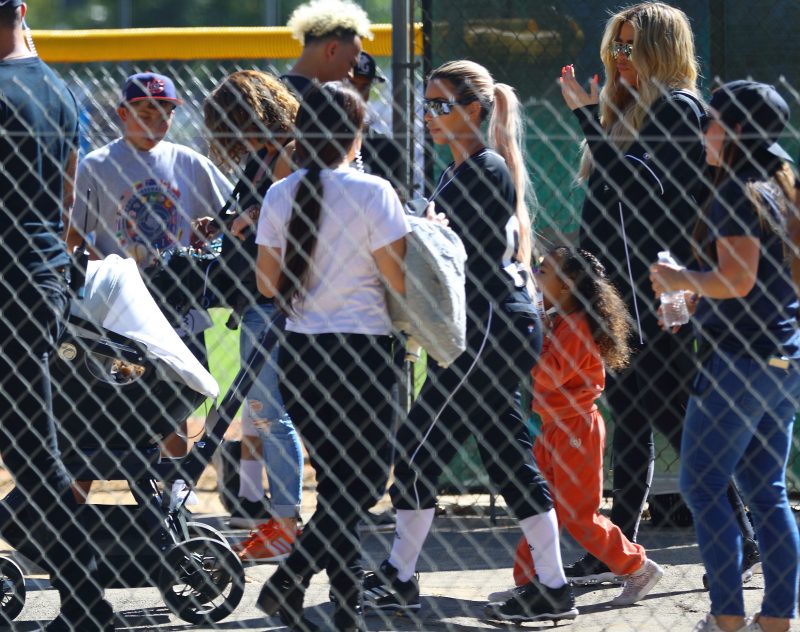 Kim Kardashian Films KUWTK at a baseball park in Los Angeles, CA