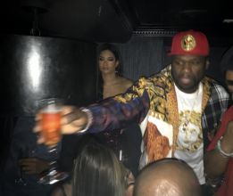 Rapper 50 Cent pictured with a female companion hanging out at the "Red Rabbit" Club In Downtown, Manhattan
