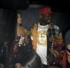 Rapper 50 Cent pictured with a female companion hanging out at the "Red Rabbit" Club In Downtown, Manhattan