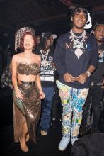 Cardi B and Offset are both spotted together celebration the album release for Quavo Huncho in Los Angeles