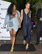 Jasmine Sanders seen for the first time since allegedly being involved in a 'Hit & Run' car wreck with boyfriend TV personality Terrence J.. Jasmine was at a 'True Religion' denim clothing partying in West Hollywood, CA