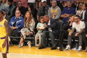 Byron Allen out at the Lakers game. The Houston Rockets defeated the Los Angeles Lakers by the final score of 124-115 at Staples Center in Los Angeles, CA