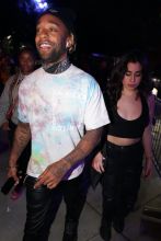 Ty$ and his girlfriend Lauren leave lakers game after fight breaks out on court, in Los Angeles, CA.