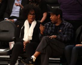Wednesday November 7, 2018; Denzel and Pauletta Washington out at the Lakers game. The Los Angeles Lakers defeated the Minnesota Timberwolves by the final score of 114-110 at Staples Center in Los Angeles, CA.