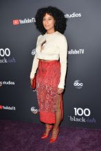Tracee Ellis Ross LOS ANGELES, CA - NOV 10: 'Black-ish' celebrates its 100th episode - Arrivals at The Walt Disney Studios in Los Angeles.
