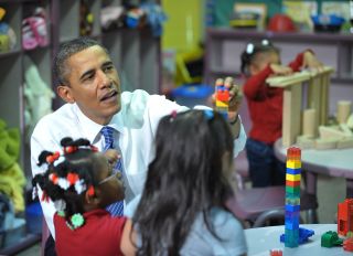 barack obama play santa children's hospital