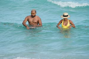 Karrueche Tran Yellow One Piece Miami Beach