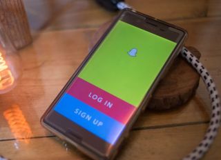 The SnapChat application seen displayed on a Sony smartphone...