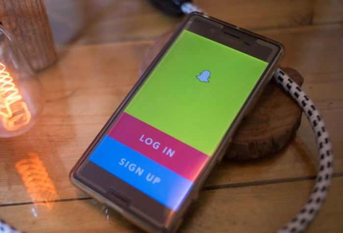 The SnapChat application seen displayed on a Sony smartphone...