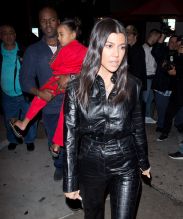 North West wears red Fendi sweatsuit to dinner with mom Kris Jenner Kourtney Kardashian and Corey Gamble