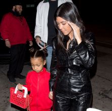 North West wears red Fendi sweatsuit to dinner with mom Kris Jenner Kourtney Kardashian and Corey Gamble