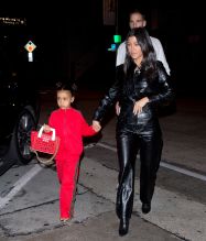 North West wears red Fendi sweatsuit to dinner with mom Kris Jenner Kourtney Kardashian and Corey Gamble