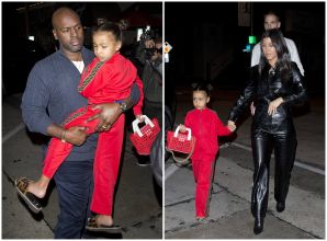 North West wears red Fendi sweatsuit to dinner with mom Kris Jenner Kourtney Kardashian and Corey Gamble
