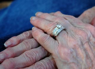 Cropped Hand Of Senior Woman Wearing Ring