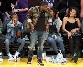 Celebrities Attend Los Angeles Lakers vs Philadelphia 76ers game