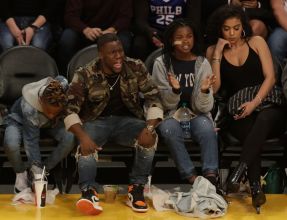 Celebrities Attend Los Angeles Lakers vs Philadelphia 76ers game