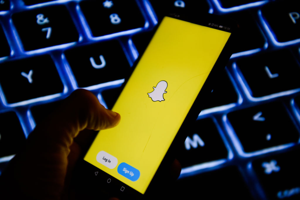 Snapchat app is seen on an android mobile phone...