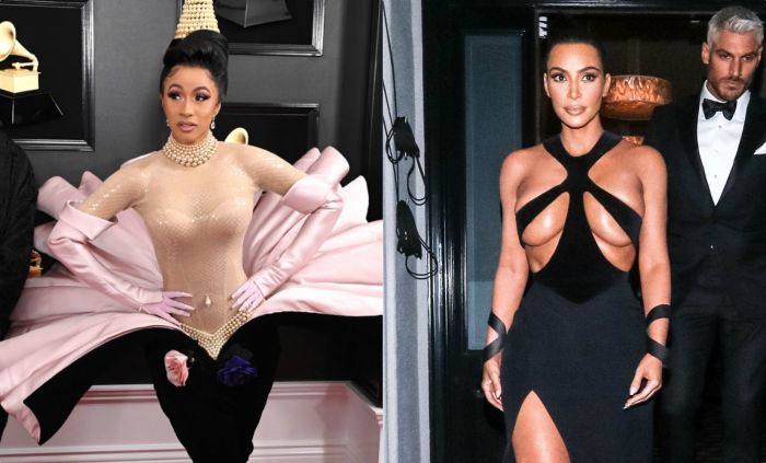 Cardi B and Kim Kardashian wear Thierry Mugler dresses one week a part.