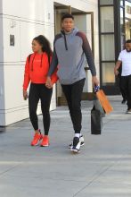 Giannis Antetokounmpo and girlfriend Mariah Riddlesprigger shop in Beverly Hills