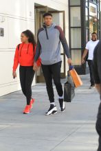 Giannis Antetokounmpo and girlfriend Mariah Riddlesprigger shop in Beverly Hills
