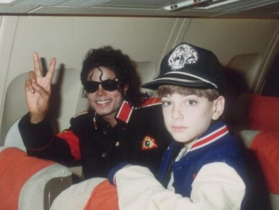 Michael Jackson with 10 year old Jimmy Safechuck on the tour plane...