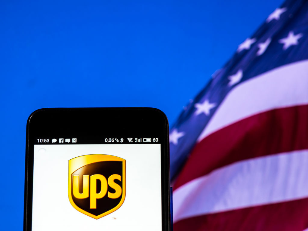 United Parcel Service (UPS) logo seen displayed on a smart...