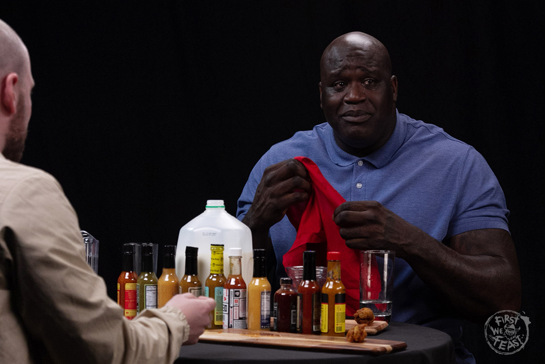 Hot Ones Shaq Tries to Not Make a Face While Eating Spicy Wings (TV  Episode 2019) - IMDb