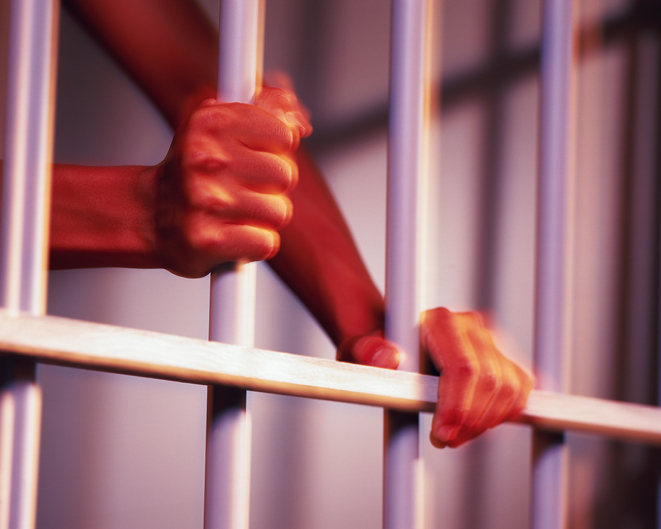 Prisoner Grips Cell Bars Motion