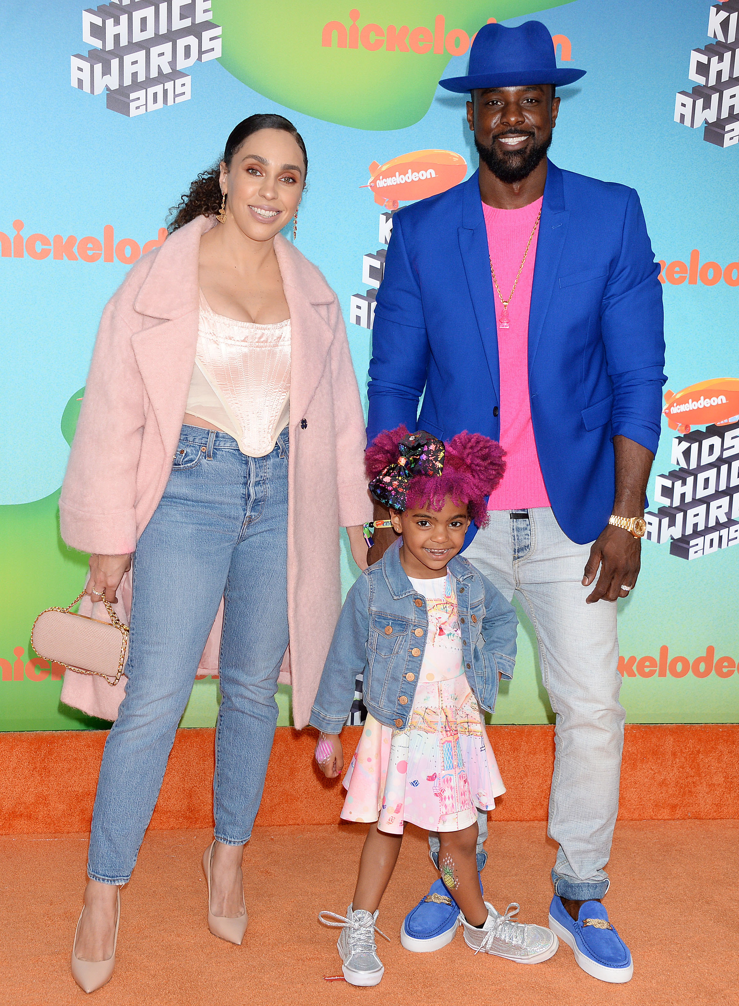 Lance Gross, daughter Berkeley and wife Rebecca attend 2019 Nickelodeon Kids Choice Awards