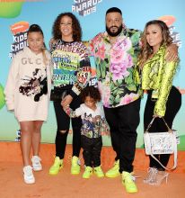 DJ Khaled, Nicole Tuck and baby Asahd attend 2019 Nickelodeon Kids Choice Awards