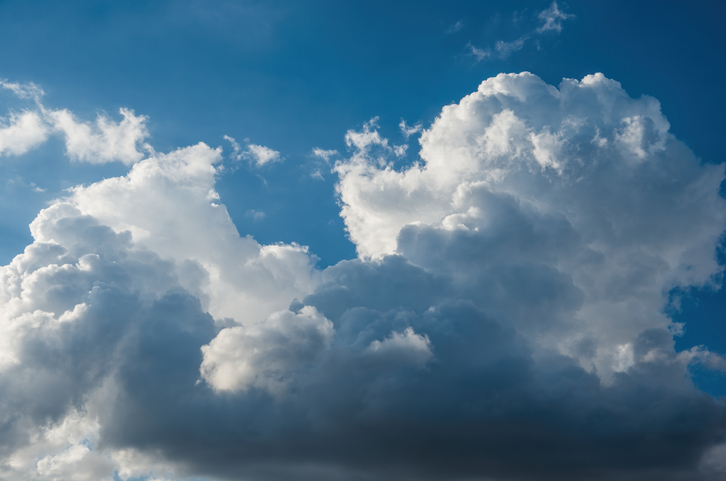 Cumulus congestus clouds, also known as towering cumulus