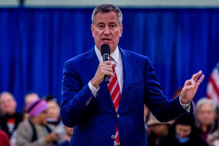 NYC Mayor Bill De Blasio hosted a town hall meeting at the...