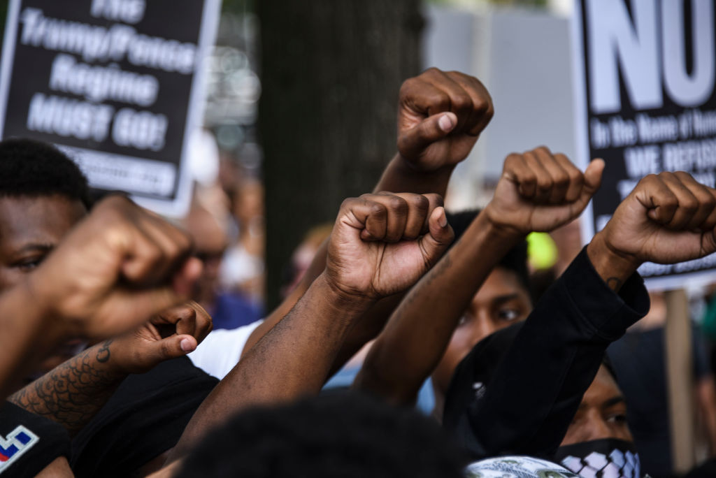 Members of Black Lives Matter at the Unite the Right 2 rally...