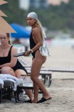 Karrueche wears swimwear on the beach in Miami